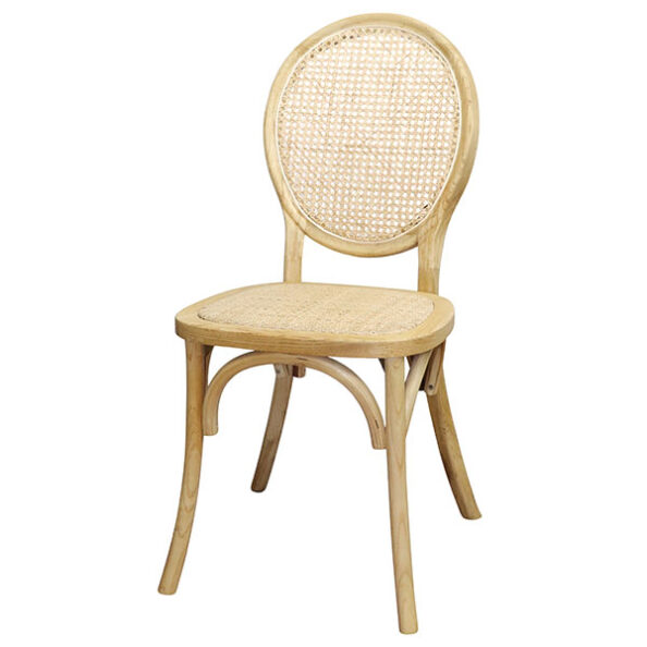 כסא עץ עיגול בשילוב ראטן