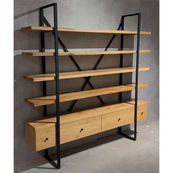 ספריית מדפים עם מזנון