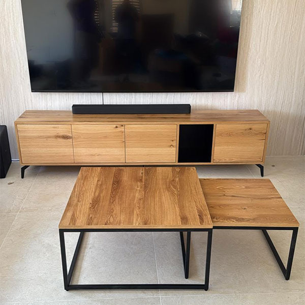 סט שולחנות עץ מלא